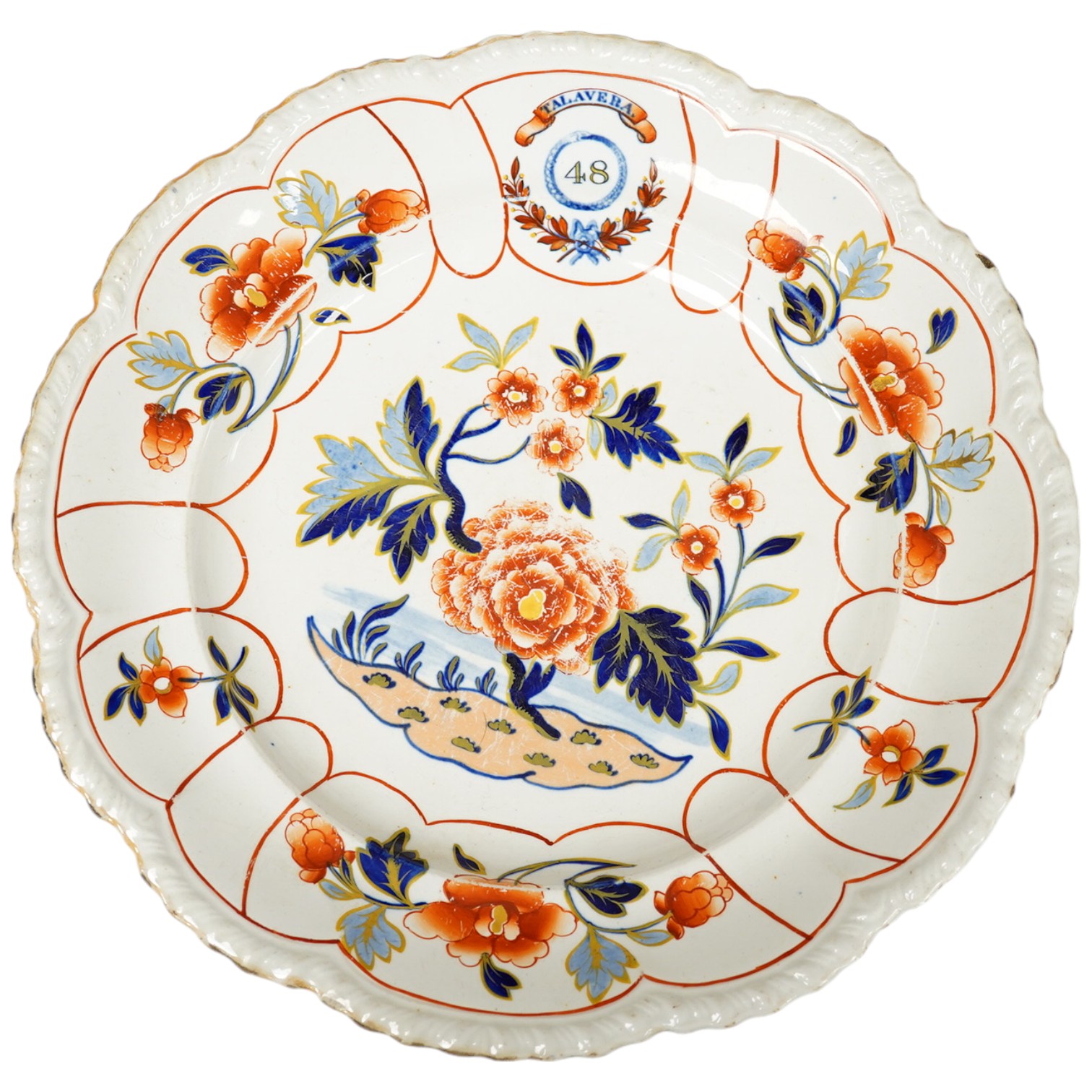 Northamptonshire Regiment interest; a 19th century commemorative Imari pattern plate, understood to have come from the Officer’s Mess for the 48th Northamptonshire Regiment, also decorated with ‘48 Talavera’, diameter 26